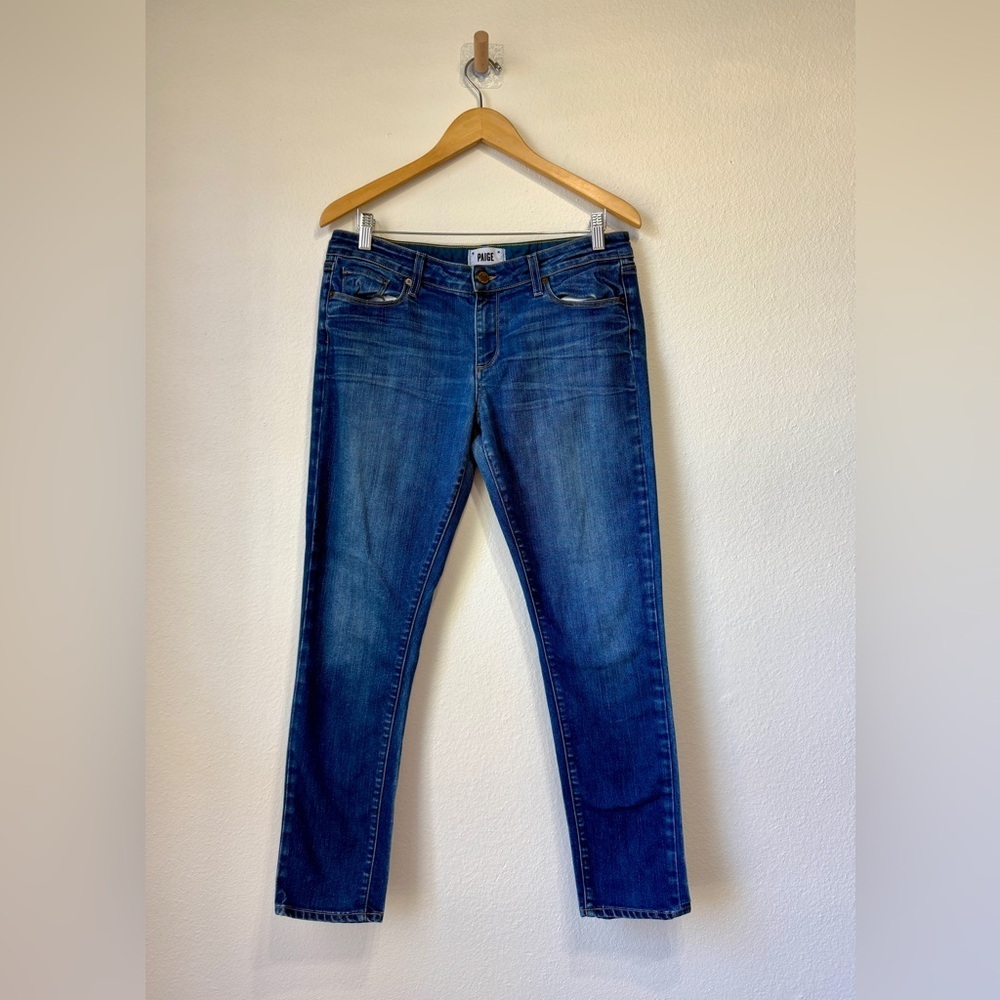 PAIGE Skyline Ankle Peg Jeans Blue Mid Rise Stretch Denim - Picture 4 of 8